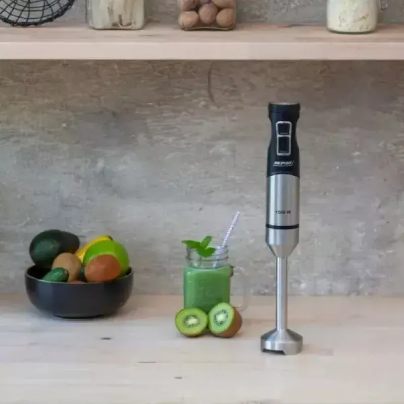 Rokas blenderis MPM MBL-33M, 1500 W, 9 ātrumi, turbo, nerūsējošā tērauda asmeņi, piekares kronšteins, 220–240 V