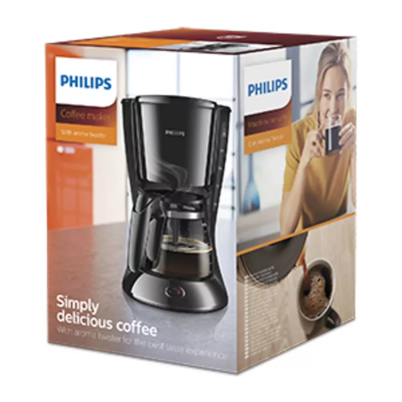 Philips Daily Collection HD7461/20 pilienu tipa kafijas aparāts ar stikla krūzi, 1000 W, melns