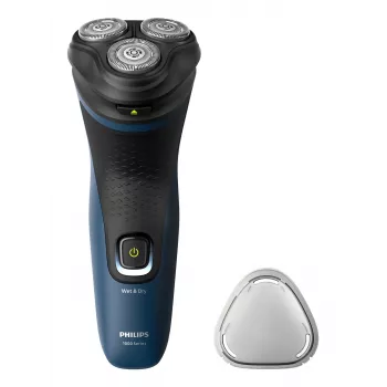 Philips S1151/00 elektriskais skuveklis vīriešiem, rotējošas 3 galviņas, NiMH akumulators, slapjā/sausā skūšana, 40 min darbība, melns/zils
