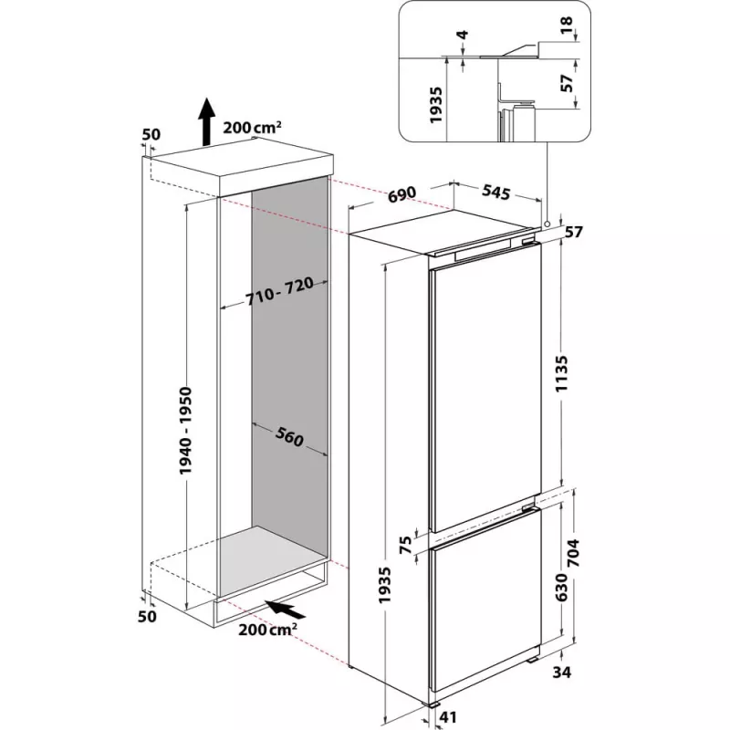 Whirlpool SP40 812 EU 2 Iebūvējamais Ledusskapis 400 L Balts
