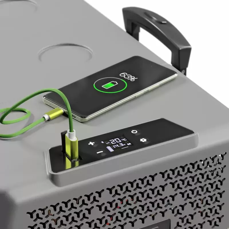 Pārnēsājams ledusskapis Yolco BCX30 GREY — 28 L neto tilpums, klimata klase N‑T, troksnis 48 dB, energoklase F