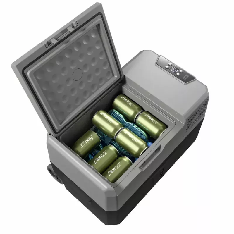 Pārnēsājams ledusskapis Yolco BCX30 GREY — 28 L neto tilpums, klimata klase N‑T, troksnis 48 dB, energoklase F