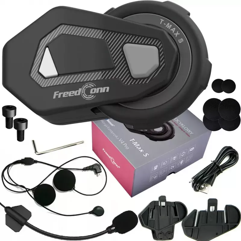 FreedConn T-Max S V4 Pro Single interkoms motocikliem, melns