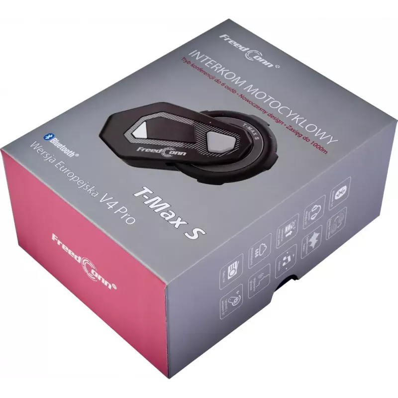 FreedConn T-Max S V4 Pro Single interkoms motocikliem, melns