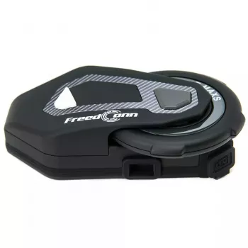 Motociklista austiņas FreedConn T-MAX S V4 PRO SINGLE — Bluetooth 5.1, intercom līdz 1000 m, FM radio, 11 h sarunu laiks, LiPo 500 mAh