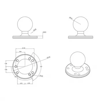 RAM Mounts RAM-202U apaļa plāksne ar lodi