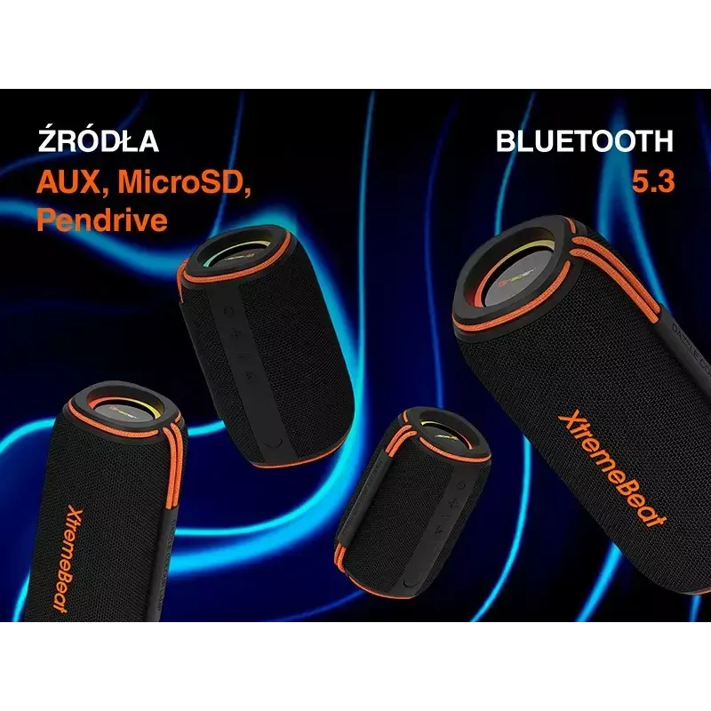 Pārnēsājams stereo skaļrunis TRACER XtremeBeat TWS — 15 W, IPX6, Bluetooth 5.3, 6 h, AUX/USB, mikrofons