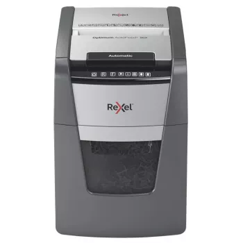 Rexel AutoFeed+ 90X biroja papīra smalcinātājs, šķērsgriezums, 55 dB, melns/pelēks