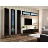 Pie sienas montējams vitrīnas skapis cama meble VIGO 180 1800×400×300 mm balts/melns spīdums
