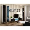 Pie sienas montējams vitrīnas skapis cama meble VIGO 180 1800×400×300 mm balts/melns spīdums