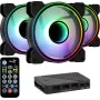 Aerocool MIRAGE12PRO Kit 3x Ventilators PC 12cm ARGB 6 Pinu Hub Melns