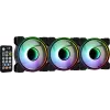 Aerocool MIRAGE12PRO Kit 3x Ventilators PC 12cm ARGB 6 Pinu Hub Melns