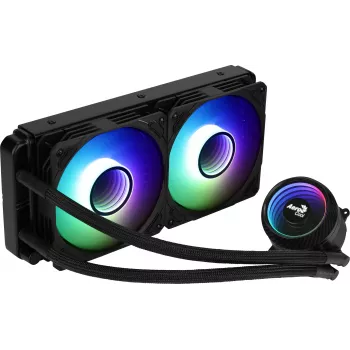 Aerocool MIRAGEL240 šķidruma dzesētājs CPU 2x 12cm ARGB ventilators TDP 400W Melns