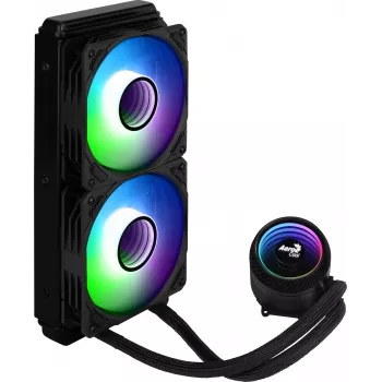 Aerocool MIRAGEL240 šķidruma dzesētājs CPU 2x 12cm ARGB ventilators TDP 400W Melns