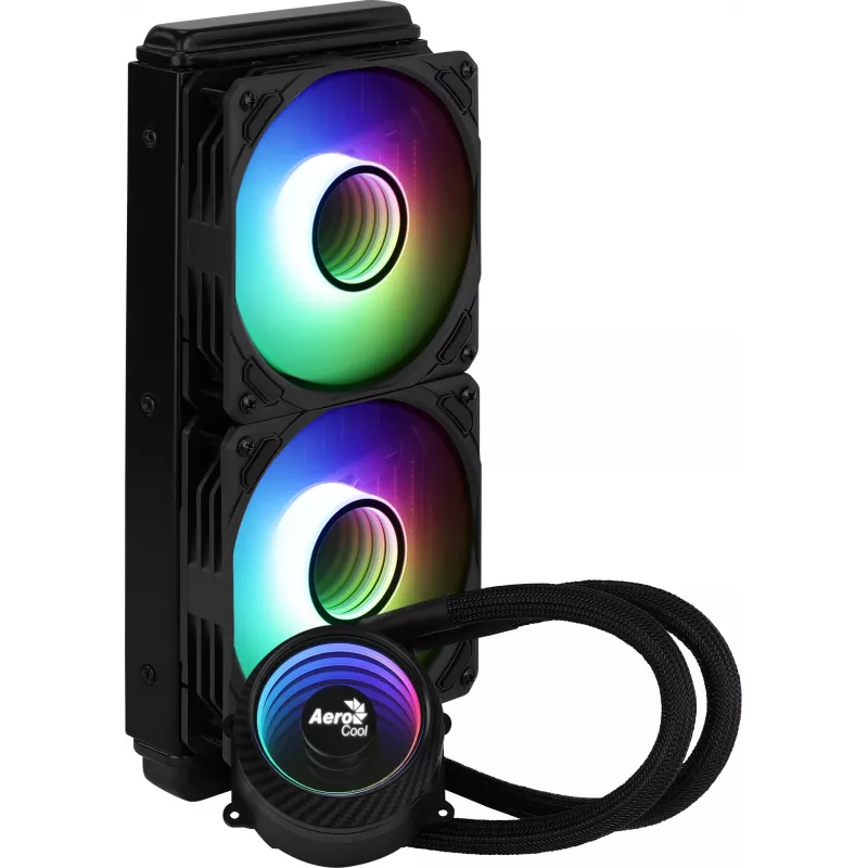 Aerocool PGS Mirage L240 ARGB šķidrumdzesētājs procesoram, 2300 apgr./min, 4 kontaktu, melns