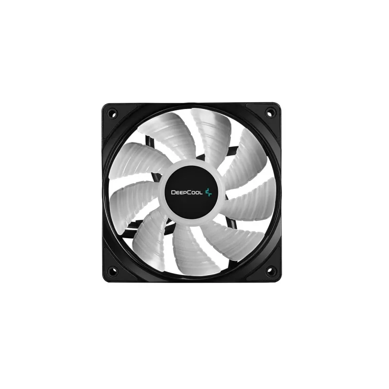 Datora korpusa ventilators DeepCool RF120 — Balts/Melns, 120×25 mm, 4-pin PWM, RGB LED, Hidro gultnis
