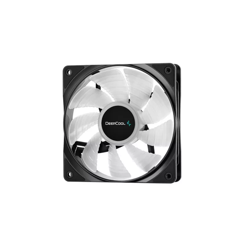 Datora korpusa ventilators DeepCool RF120 — Balts/Melns, 120×25 mm, 4-pin PWM, RGB LED, Hidro gultnis