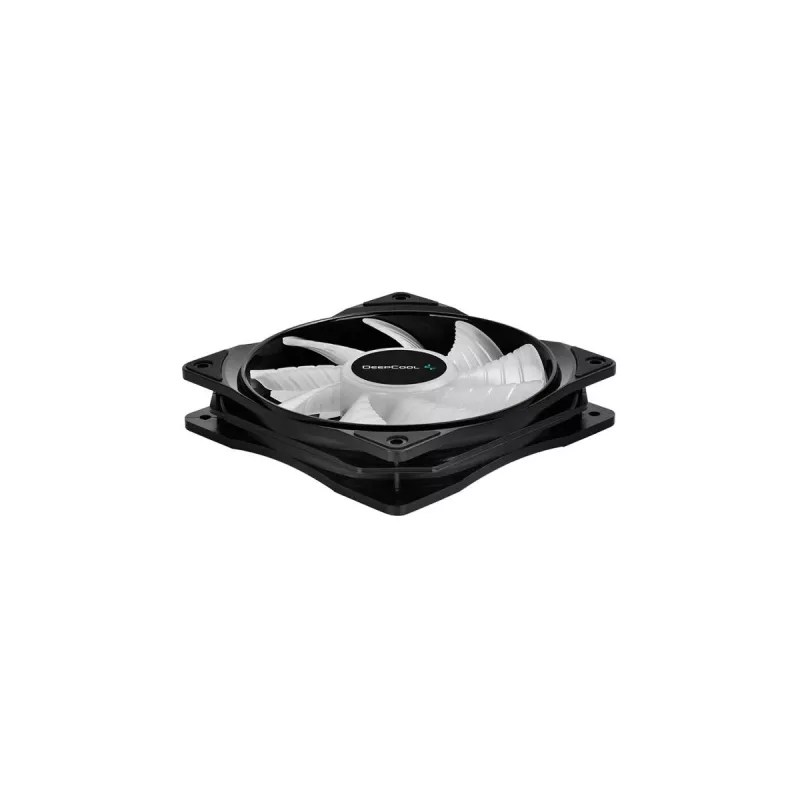 Datora korpusa ventilators DeepCool RF120 — Balts/Melns, 120×25 mm, 4-pin PWM, RGB LED, Hidro gultnis