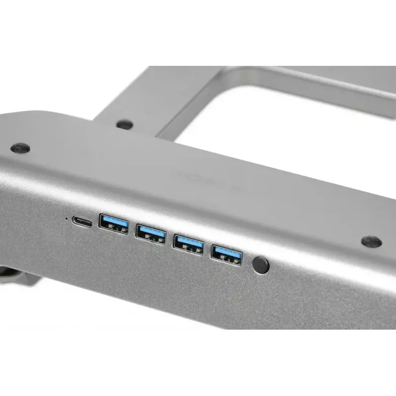 Datora dzesēšanas statīvs IBOX NC06 līdz 17,3 collām – alumīnijs, regulējams augstums, 4 USB porti, klusi ventilatori