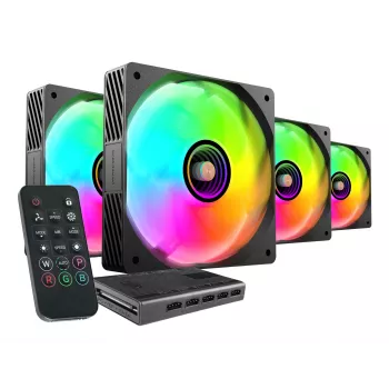 Mars Gaming MFSI4KIT dzesēšanas sistēma 4x120mm ARGB Infinity Mirror ventilatori ar hubu un tālvadību
