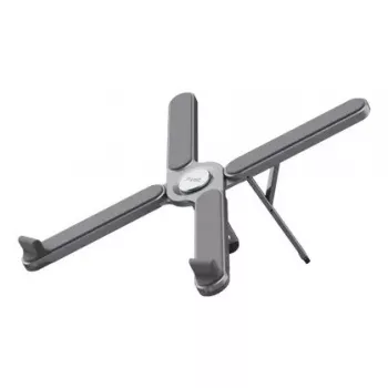 Piezīmjdatora statīvs TRUST Macy salokāms alumīnijs, pelēks — 280 mm augstums, 23×46 mm pamatne, 20 kg ietilpība