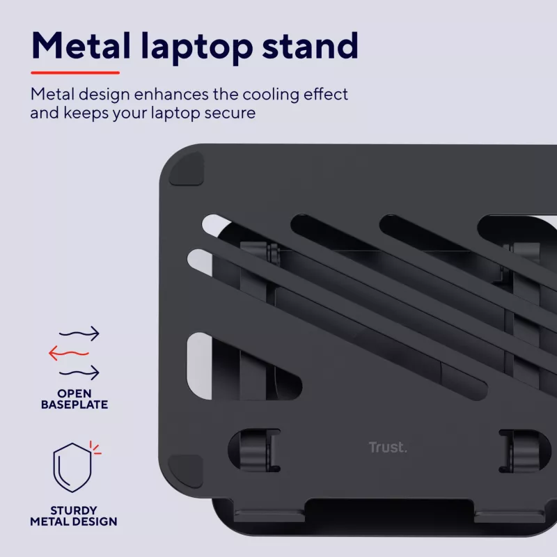 Trust Zeff Laptop statīvs Melns 40.6 cm (16 collas)