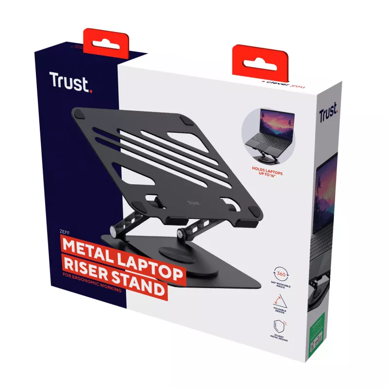 Trust Zeff Laptop statīvs Melns 40.6 cm (16 collas)