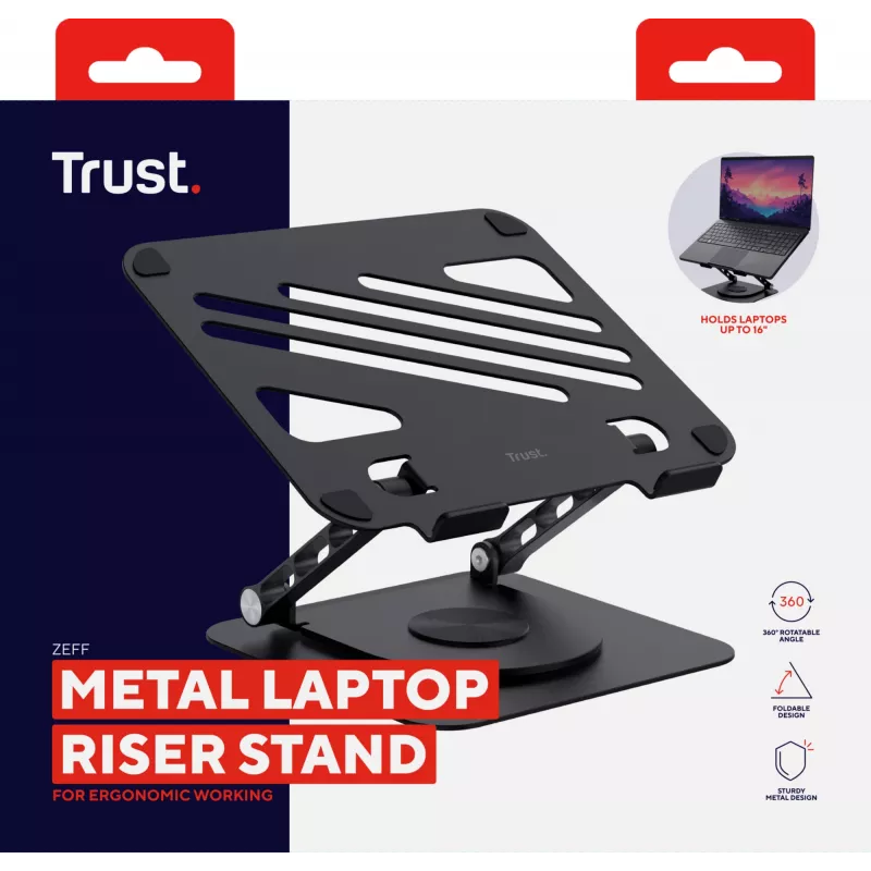 Trust Zeff Laptop statīvs Melns 40.6 cm (16 collas)