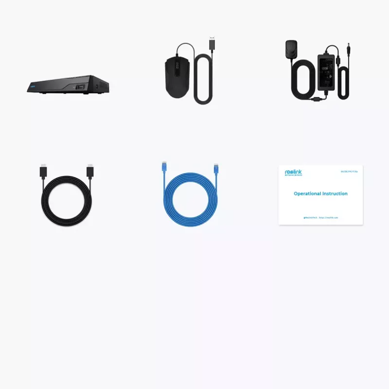 NVR Reolink NVS8(NHD) 8 kanālu PoE NVR, 8 PoE porti, 4K (3840×2160) atbalsts, H.265, 2×HDD līdz 12 TB, HDMI/VGA/eSATA