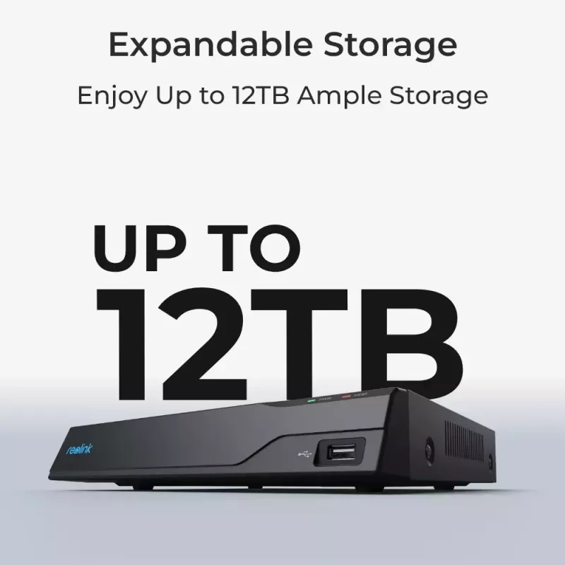 NVR Reolink NVS8(NHD) 8 kanālu PoE NVR, 8 PoE porti, 4K (3840×2160) atbalsts, H.265, 2×HDD līdz 12 TB, HDMI/VGA/eSATA