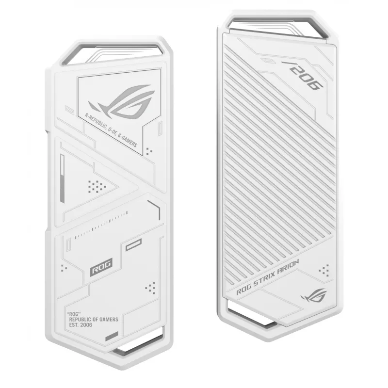 Ārējais SSD korpuss ASUS ROG Strix Arion White Edition — M.2 PCIe, USB Type-C 10 Gbit/s, viena diska
