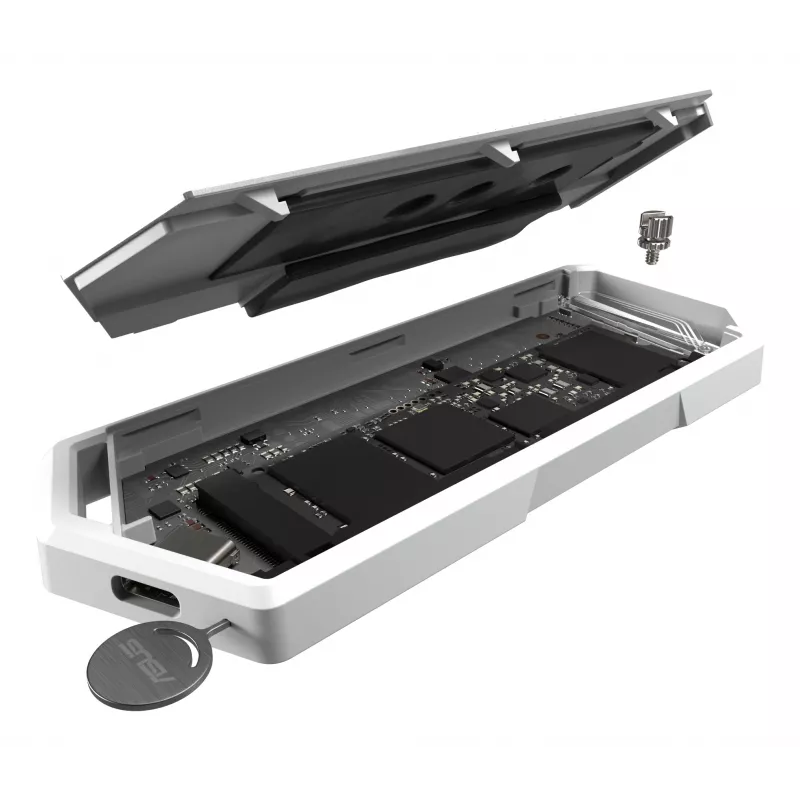 Ārējais SSD korpuss ASUS ROG Strix Arion White Edition — M.2 PCIe, USB Type-C 10 Gbit/s, viena diska