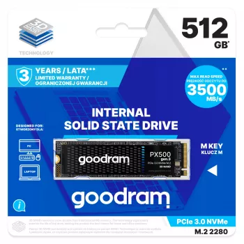 Goodram PX500 GEN.3 SSDPR-PX500-512-80-G3 iekšējais cietvielu disks 512 GB M.2 PCI Express 3.0 NVMe 3D NAND