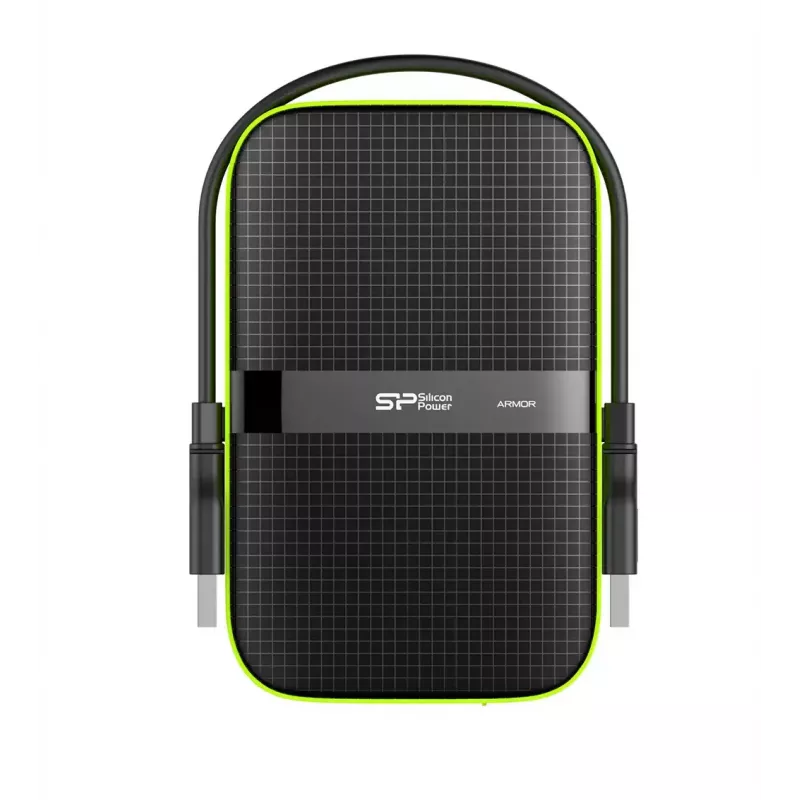 Ārējais cietais disks Silicon Power Armor A60 1 TB 2.5 collu USB 3.2 Gen 1, triecienizturīgs, AES-256, melns