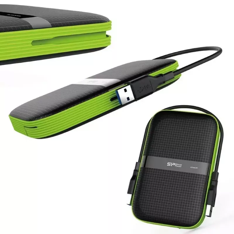 Ārējais cietais disks Silicon Power Armor A60 1 TB 2.5 collu USB 3.2 Gen 1, triecienizturīgs, AES-256, melns