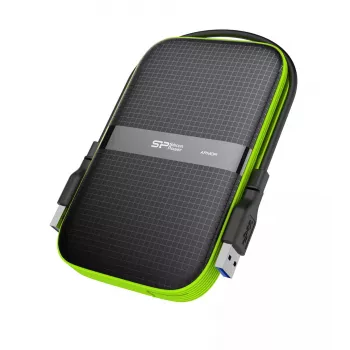 Ārējais cietais disks Silicon Power Armor A60 1 TB 2.5 collu USB 3.2 Gen 1, triecienizturīgs, AES-256, melns