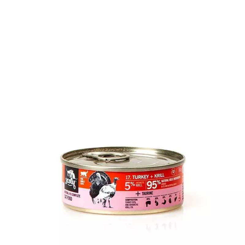 3Coty mitrā barība kaķiem, tītara gaļa ar krili, pieaugušiem kaķiem, 80 g