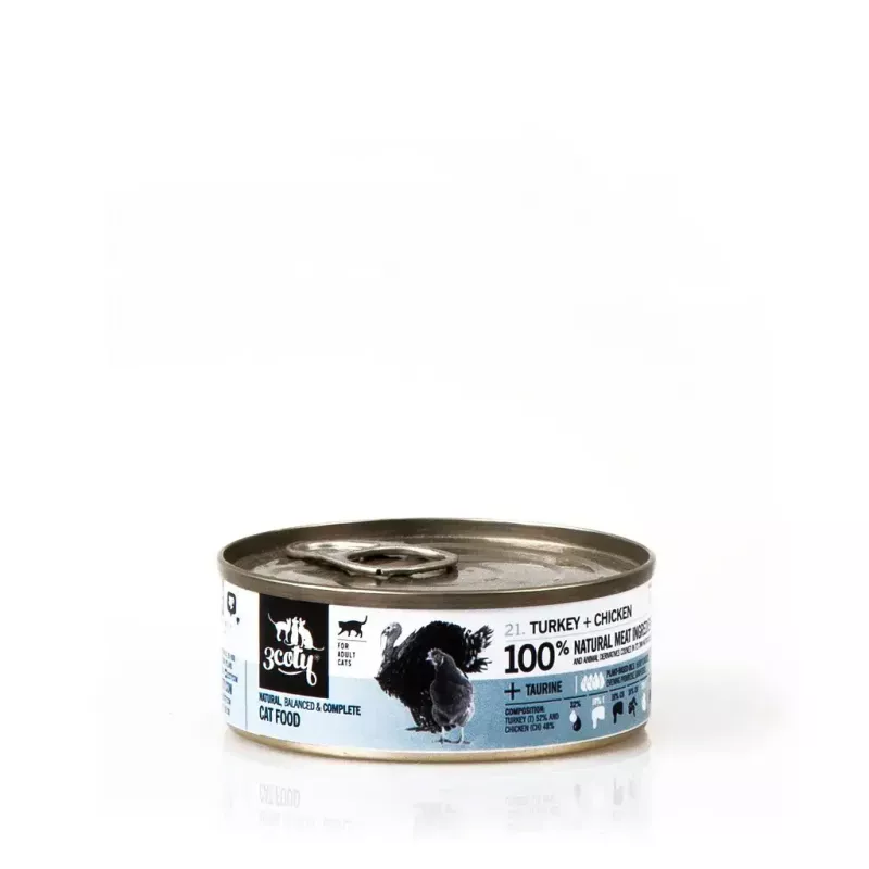3Coty mitrā barība kaķiem, tītara gaļa ar vistu, pieaugušiem kaķiem, 80 g