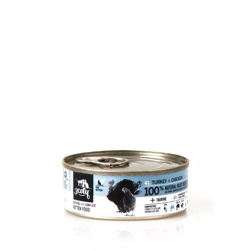 3Coty mitrā barība kaķēniem, tītara gaļa ar vistu, 80 g