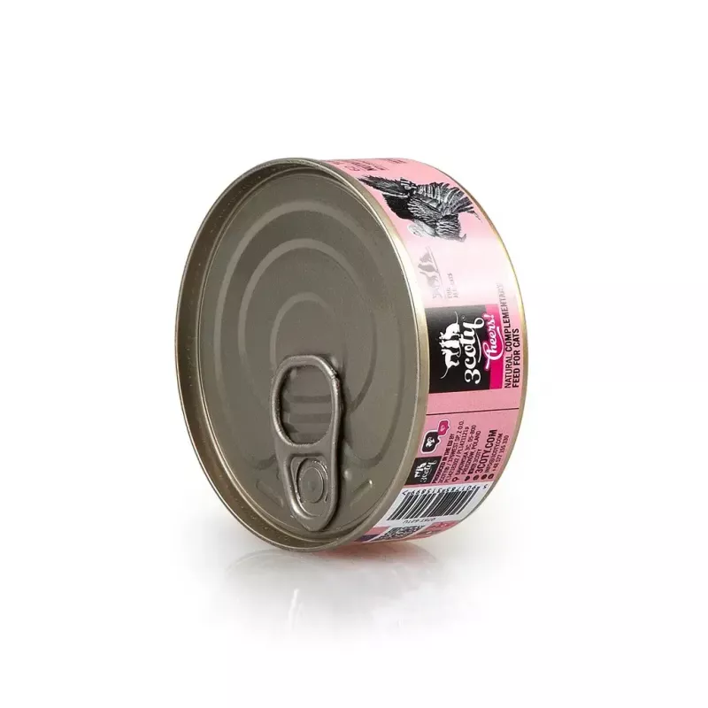 Slapjā barība kaķiem 3coty Turkey Cheers 75 g — pieaugušiem kaķiem, papildbarība vienreizējā porcijā