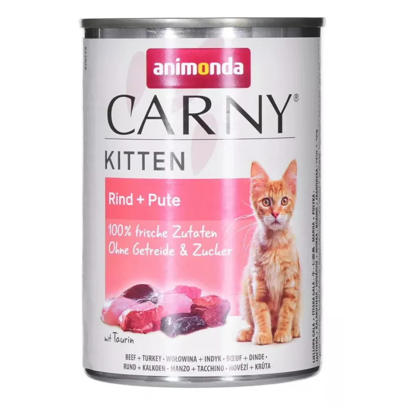 Animonda Carny Kitten mitrā barība kaķiem, liellopu un tītara gaļa, 400 g