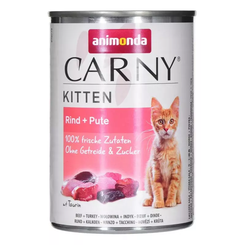 Animonda Carny Kitten mitrā barība kaķiem, liellopu un tītara gaļa, 400 g