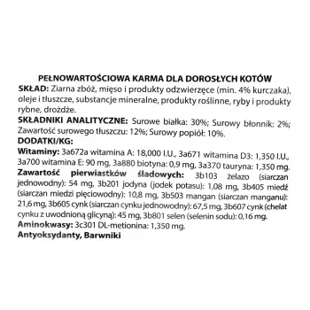 Sausā kaķu barība DIVINUS Cat Complete 20 kg — pieaugušo uzturēšanas diēta, vistas gaļa, 30% olbaltumvielas, 12% tauki