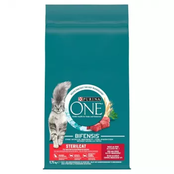 Sausā kaķu barība Purina Nestlé One Sterilcat Liellopu gaļa 9,75 kg — pieaugušiem sterilizētiem kaķiem, 37% olbaltumvielu