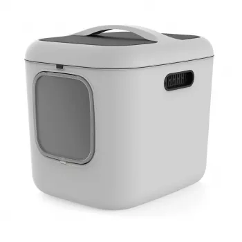 rotho Biala XL kaķa tualetes paplāte — liela plastmasas kastīte, balta, 499×614×576 mm, oglekļa filtrs, pakarināšanas caurums