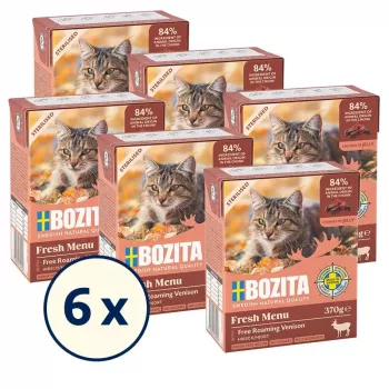 Slapjā barība kaķiem BOZITA Fresh Menu 370 g pieaugušiem kaķiem, brieža garša, bez sojas, bez lipekļa