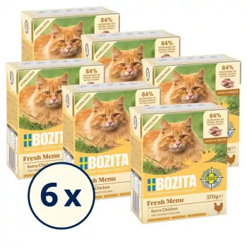Slapjā kaķu barība BOZITA Fresh Menu Vistas gaļa 370 g — pieaugušiem kaķiem, jebkurai šķirnei, svara kontroles formula