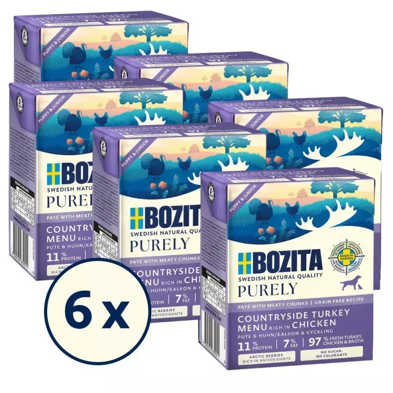 Bozita Purely Paté Duoprotein Junior konservēta suņu barība ar vistu un tītaru, 370 g
