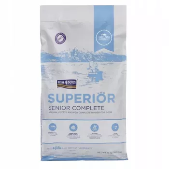 Sausā suņu barība FISH4DOGS Superior Senior Medium Salmon 12 kg, bezglutēna, vidējiem senioru suņiem