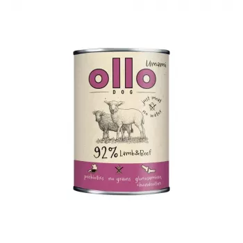 Slapjā suņu barība OLLO Umami Jērs un Liellops 850 g — pieaugušiem suņiem, bez graudiem, glutēna un sojas